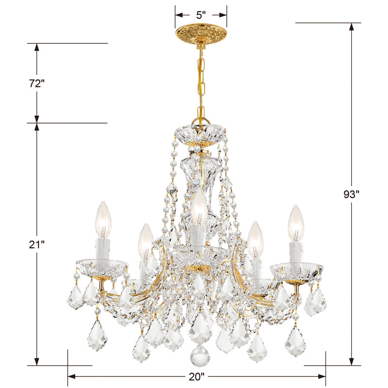 Crystorama 4476-GD-CL-SAQ Maria Theresa Five Light Chandelier Gold Alternate Image 4.jpg