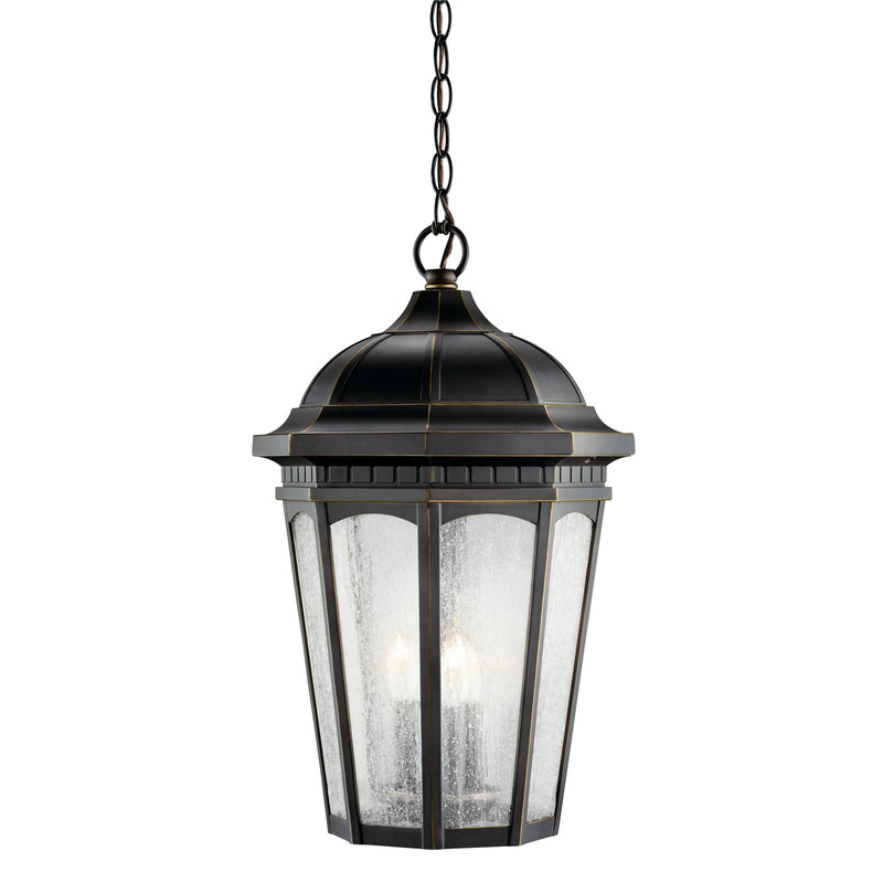 Kichler 9539RZ Three Light Outdoor Pendant, Rubbed Bronze
