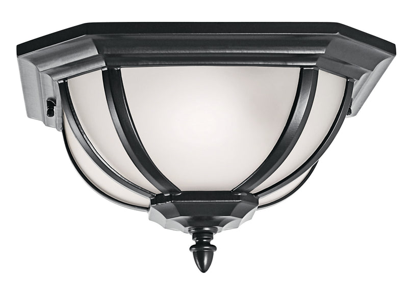 Kichler 9848BK Two Light Outdoor Ceiling Mount, Black