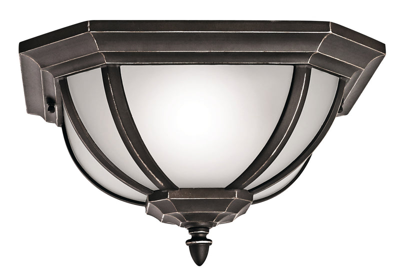 Kichler 9848RZ Two Light Outdoor Ceiling Mount, Rubbed Bronze