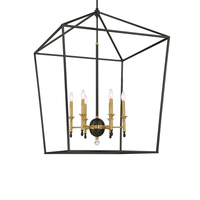 Minka-Lavery 2106-726 Townhall Six Light Pendant, Coal And Soft Brass Main Image.jpg