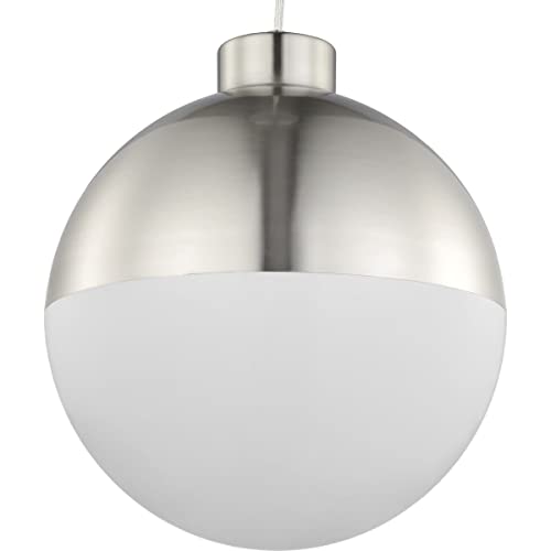 Progress P500148-009-30 Globe LED Collection One-Light Brushed Nickel Opal Glass Mid-Century Modern Pendant Light Alternate Image.jpg