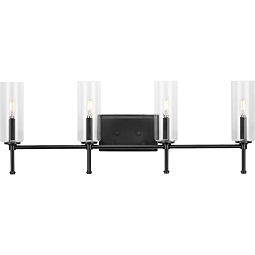 Progress P300359-31M Elara Collection Four-Light New Traditional Matte Black Clear Glass Bath Vanity Light Alternate Image.jpg