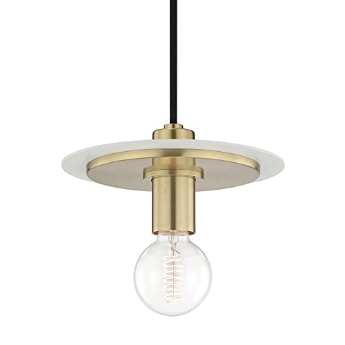 Mitzi H137701S-AGB/WH Milo One Light Pendant, Aged Brass/Soft Off White Alternate Image.jpg