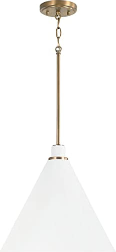 Capital Lighting 350112AW Bradley One Light Pendant, Aged Brass and White Alternate Image 3.jpg