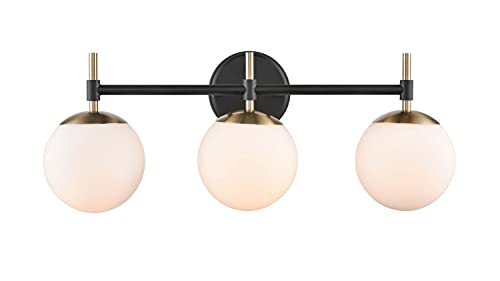 Shoppers Lighting BB3303-MB/MG 3-Light Wall/Bath Fixture, Matte Black/Modern Gold Finish Alternate Image 2.jpg