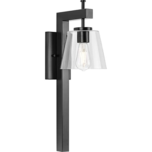 Progress P710108-31M Saffert Collection One-Light New Traditional Matte Black Clear Glass Wall Light Alternate Image.jpg