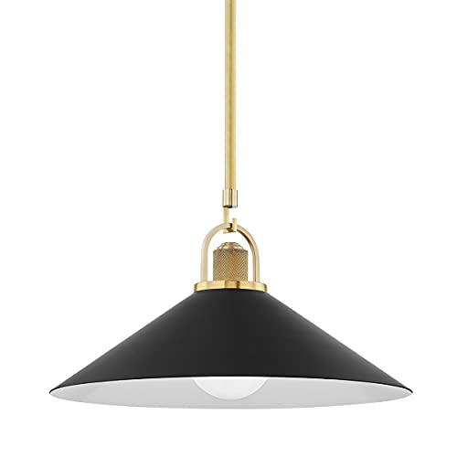 Hudson Valley 2620-AGB/BK Syosset One Light Pendant, Aged Brass/Black Alternate Image.jpg