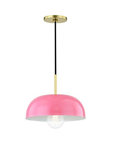 Mitzi H199701S-AGB/PK Avery One Light Pendant, Aged Brass/Pink Alternate Image.jpg