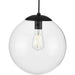 Progress P500311-031 Atwell Collection 12-inch Matte Black and Clear Glass Globe Large Hanging Pendant Light Alternate Image.jpg