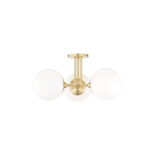 Mitzi H105603-AGB Stella Three Light Semi Flush Mount, Aged Brass Alternate Image.jpg