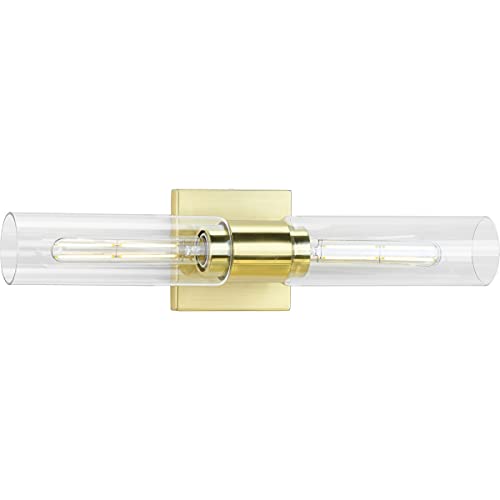 Progress P300300-012 Clarion Collection Two-Light Satin Brass Clear and Glass Modern Style Bath Vanity Wall Light Alternate Image.jpg