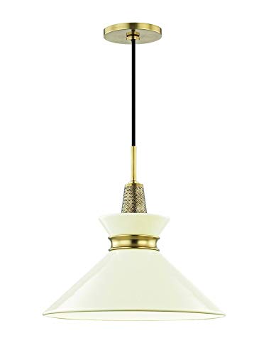 Mitzi H251701S-AGB/CR Kiki One Light Pendant, Aged Brass/Cream Alternate Image.jpg