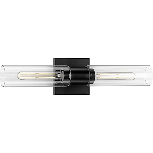 Progress P300300-031 Clarion Collection Two-Light Matte Black and Clear Glass Modern Style Bath Vanity Wall Light Alternate Image.jpg