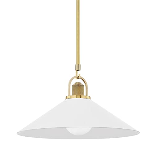 Hudson Valley 2620-AGB/WH Syosset One Light Pendant, Aged Brass/Soft Off White Alternate Image.jpg