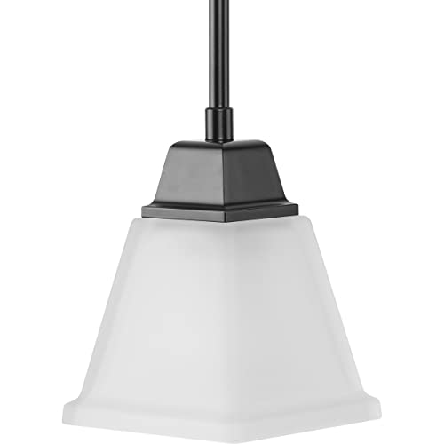 Progress P500125-31M Clifton Heights Collection One-Light Modern Farmhouse Matte Black Etched Glass Mini-Pendant Light Alternate Image.jpg