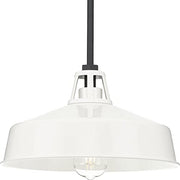 Progress P550116-030 Cedar Springs Collection  One-Light Textured Black White Metal Shade Farmhouse Outdoor Hanging Light Alternate Image.jpg