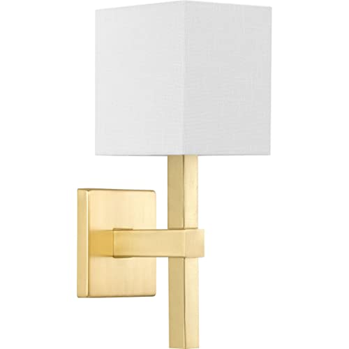 Progress P710016-012 Metro Collection One-Light New Traditional Satin Brass Summer Linen Wall Light Alternate Image.jpg