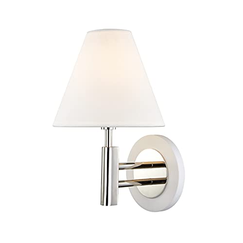 Mitzi H264101-PN/WH Robbie One Light Wall Sconce, Polished Nickel/White Alternate Image.jpg