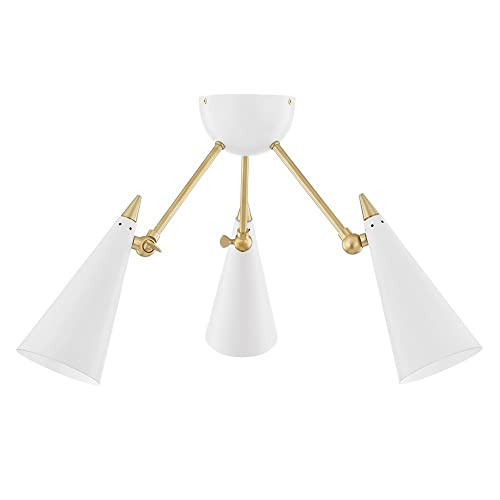 Mitzi H441603-AGB/WH Moxie Three Light Semi Flush Mount, Aged Brass/Soft Off White Alternate Image.jpg