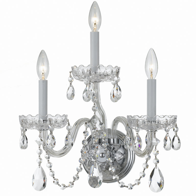 Crystorama 1033-CH-CL-S Traditional Crystal Three Light Wall Sconce Polished Chrome Main Image.jpg