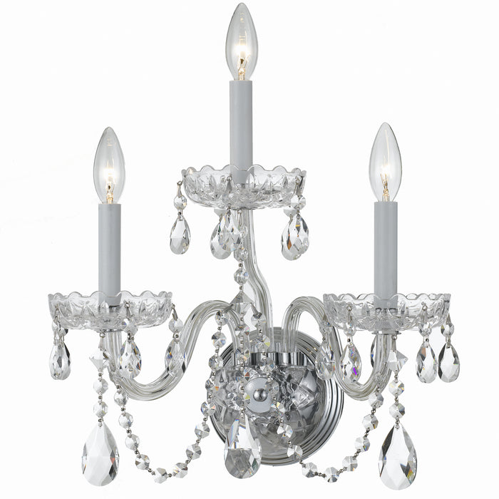 Crystorama 1033-CH-CL-S Traditional Crystal Three Light Wall Sconce Polished Chrome Main Image.jpg