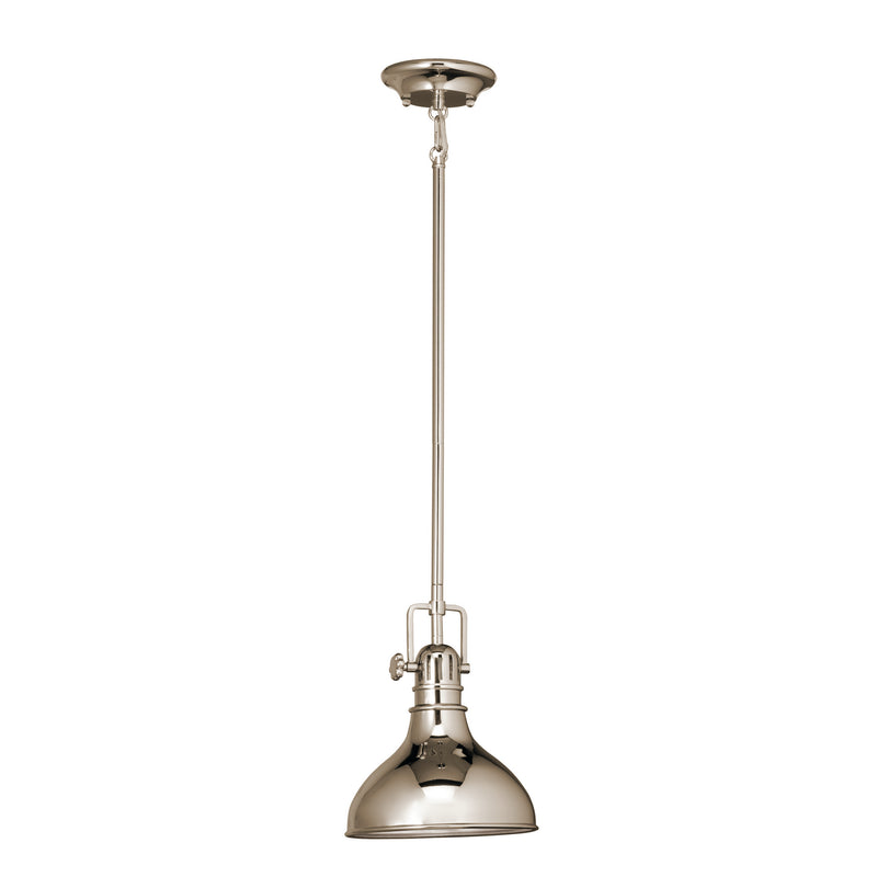 Kichler 2664PN One Light Mini Pendant, Polished Nickel