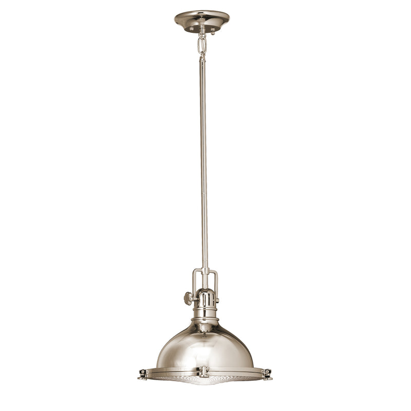 Kichler 2665PN One Light Pendant, Polished Nickel