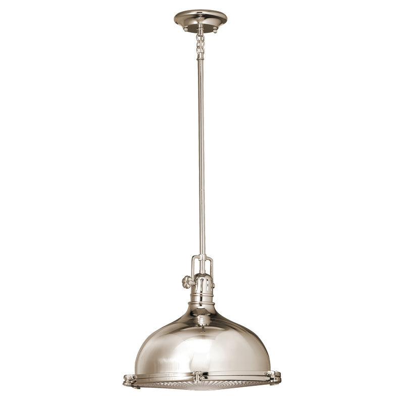 Kichler 2666PN One Light Pendant, Polished Nickel