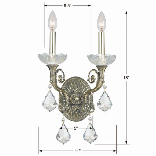 Crystorama 1482-HB-CL-S Majestic Two Light Wall Sconce Historic Brass Alternate Image.jpg