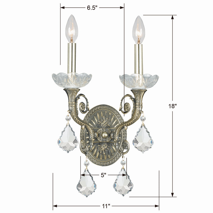 Crystorama 1482-HB-CL-S Majestic Two Light Wall Sconce Historic Brass Alternate Image.jpg