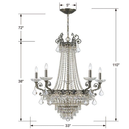 Crystorama 1486-HB-CL-MWP Majestic 11 Light Chandelier Historic Brass Alternate Image.jpg