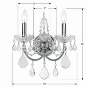 Crystorama 3222-CH-CL-MWP Imperial Two Light Wall Sconce Polished Chrome Alternate Image 2.jpg