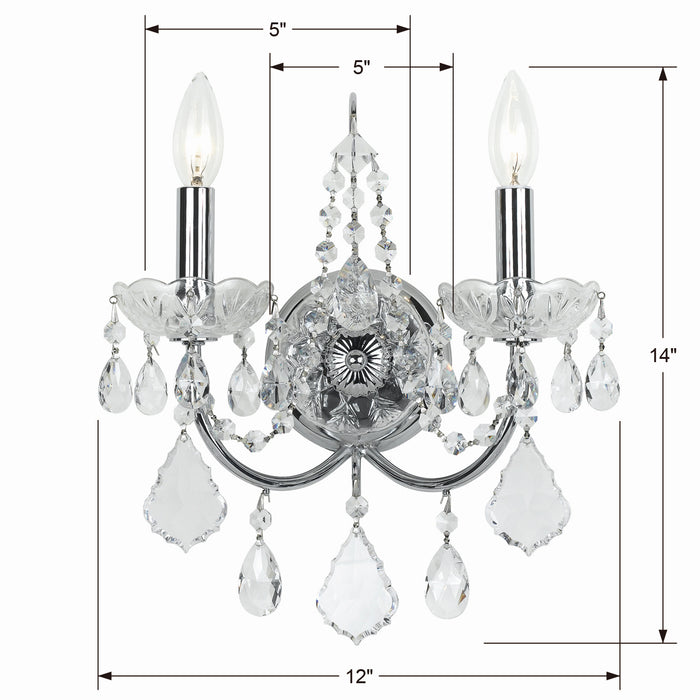 Crystorama 3222-CH-CL-MWP Imperial Two Light Wall Sconce Polished Chrome Alternate Image 2.jpg