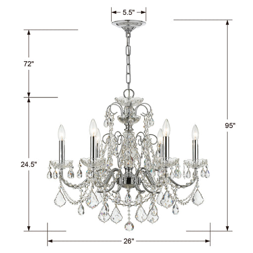 Crystorama 3226-CH-CL-MWP Imperial Six Light Chandelier Polished Chrome Alternate Image.jpg