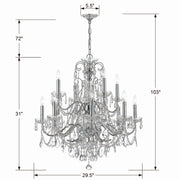 Crystorama 3228-CH-CL-MWP Imperial 12 Light Chandelier Polished Chrome Alternate Image 2.jpg