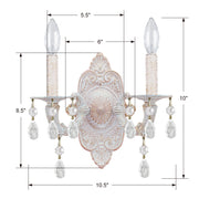 Crystorama 5022-AW-CL-MWP Paris Market Two Light Wall Sconce Antique White Alternate Image.jpg