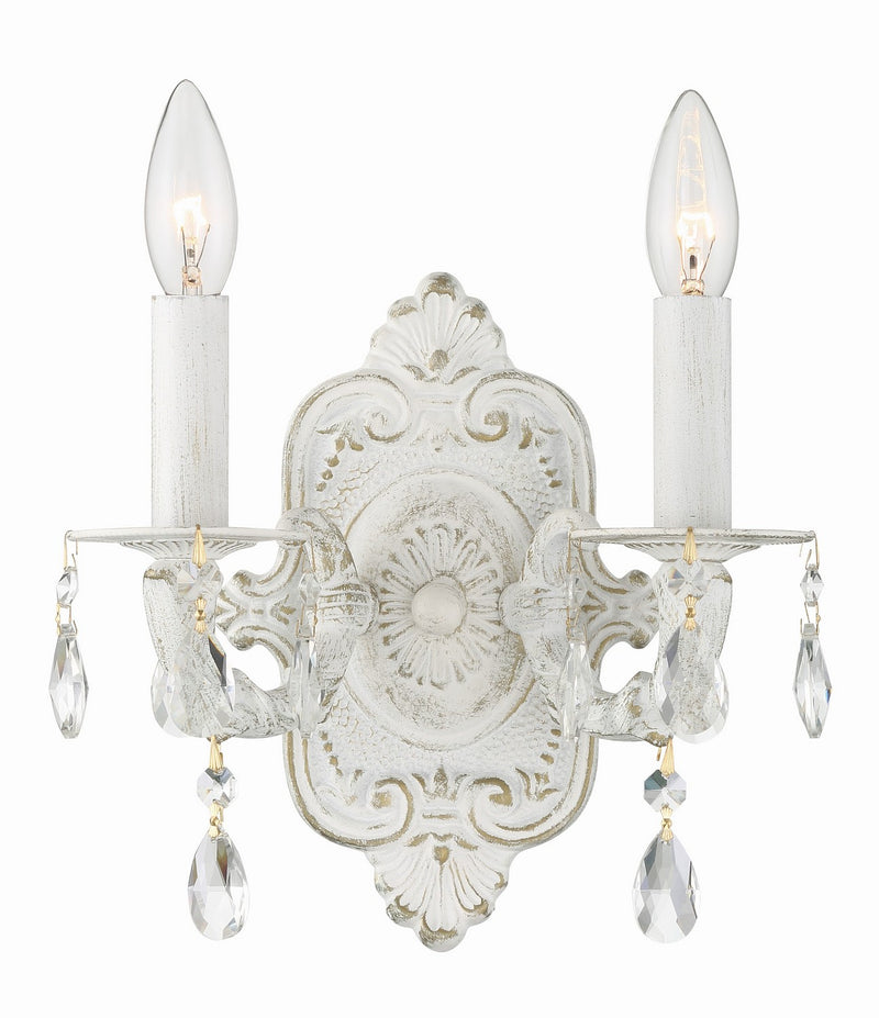 Crystorama 5022-AW-CL-MWP Paris Market Two Light Wall Sconce Antique White Main Image.jpg