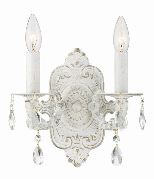 Crystorama 5022-AW-CL-SAQ Paris Market Two Light Wall Sconce Antique White Main Image.jpg