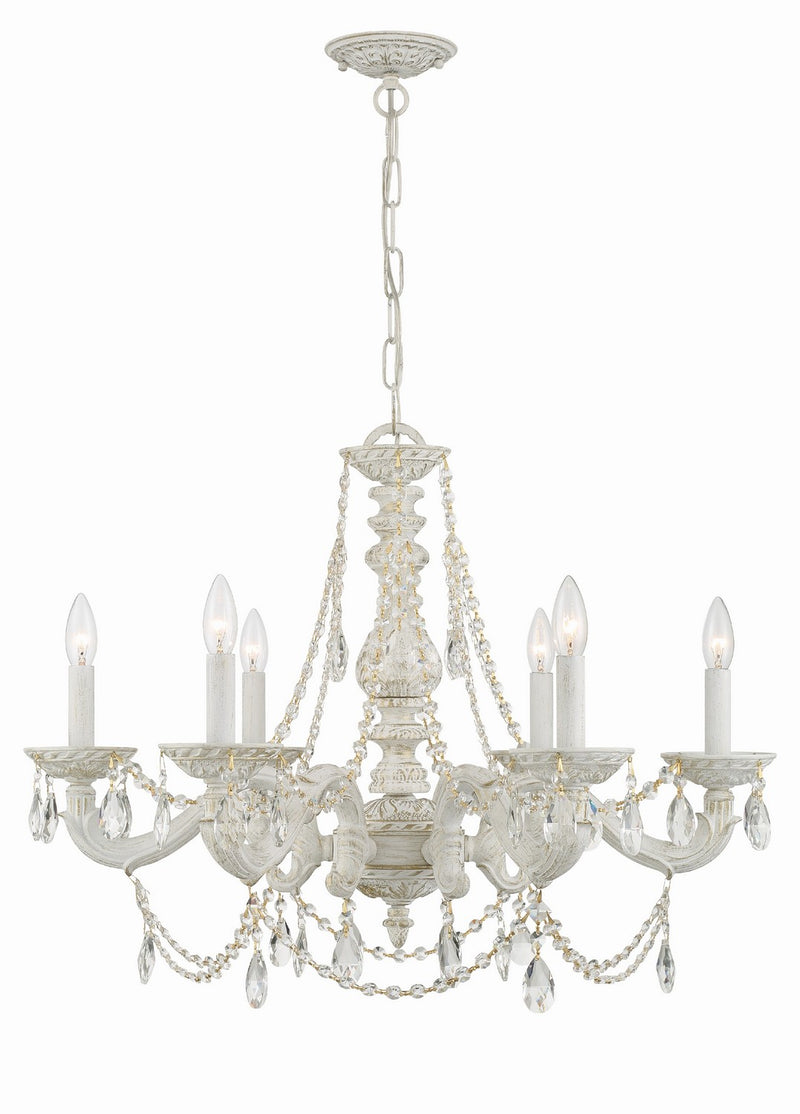 Crystorama 5026-AW-CL-SAQ Paris Market Six Light Chandelier Antique White Main Image.jpg