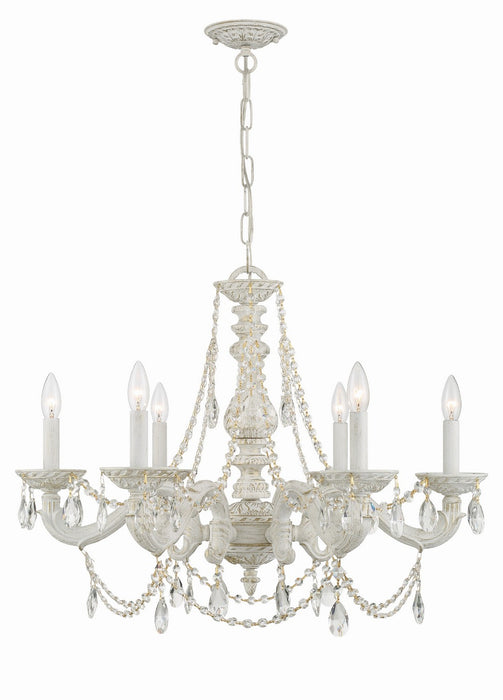 Crystorama 5026-AW-CL-SAQ Paris Market Six Light Chandelier Antique White Main Image.jpg