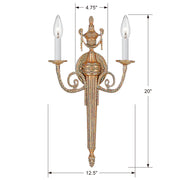 Crystorama 662-MB Cast Brass Wall Mount Two Light Wall Sconce Matte Brass Alternate Image.jpg