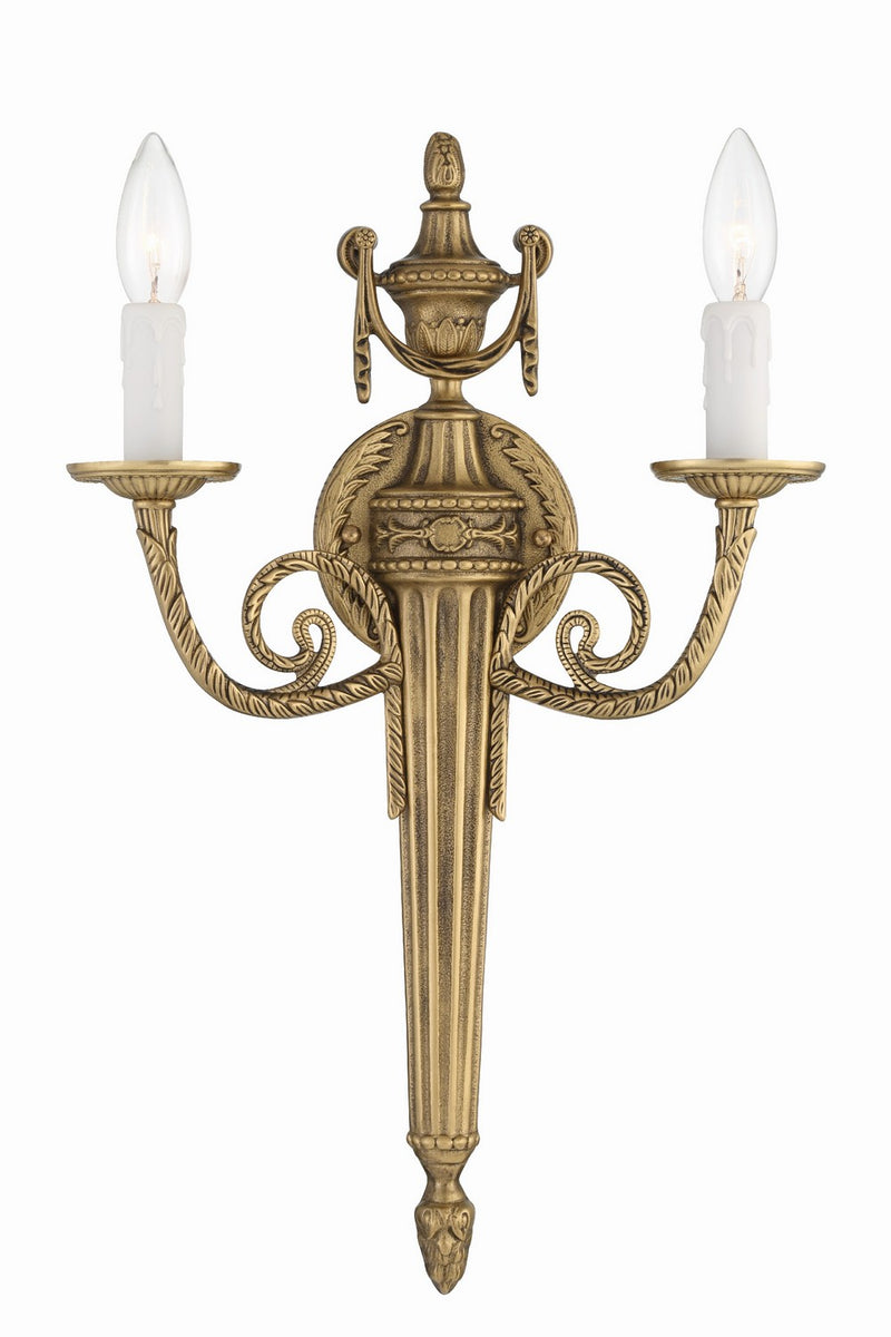 Crystorama 662-MB Cast Brass Wall Mount Two Light Wall Sconce Matte Brass Main Image.jpg