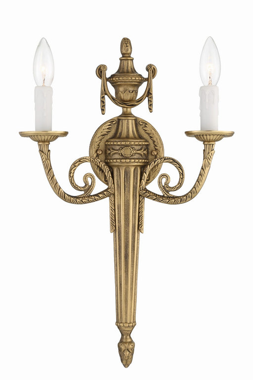 Crystorama 662-MB Cast Brass Wall Mount Two Light Wall Sconce Matte Brass Main Image.jpg