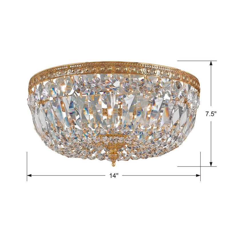 Crystorama 714-OB-CL-SAQ Ceiling Mount Three Light Flush Mount Olde Brass Alternate Image 2.jpg