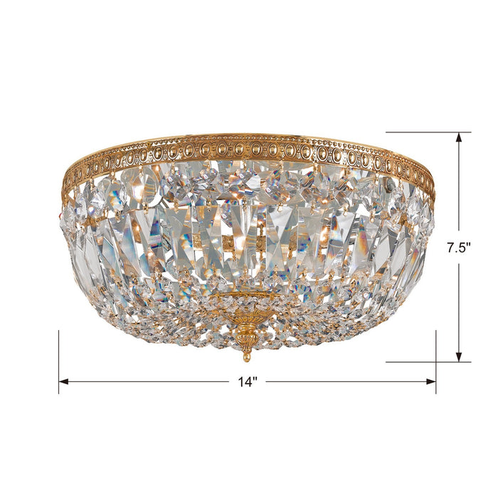 Crystorama 714-OB-CL-SAQ Ceiling Mount Three Light Flush Mount Olde Brass Alternate Image 2.jpg