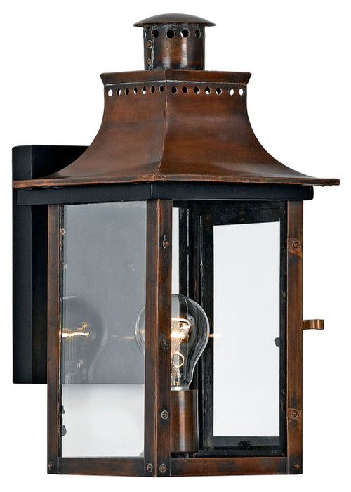 Quoizel CM8408AC Chalmers One Light Outdoor Wall Lantern, Aged Copper Main Image.jpg