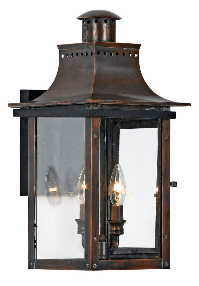 Quoizel CM8410AC Chalmers Two Light Outdoor Wall Lantern, Aged Copper Main Image.jpg