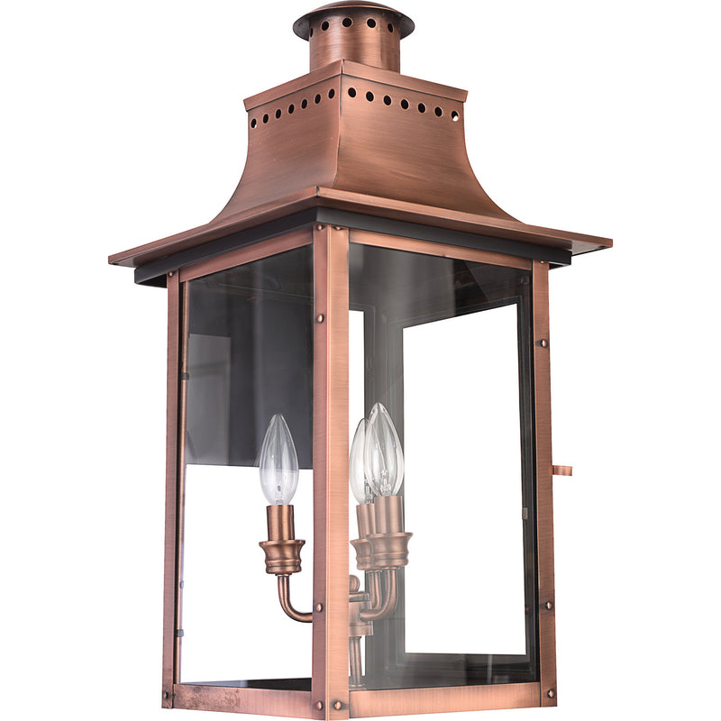 Quoizel CM8412AC Chalmers Three Light Outdoor Wall Lantern, Aged Copper Alternate Image 2.jpg