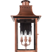 Quoizel CM8412AC Chalmers Three Light Outdoor Wall Lantern, Aged Copper Alternate Image 3.jpg